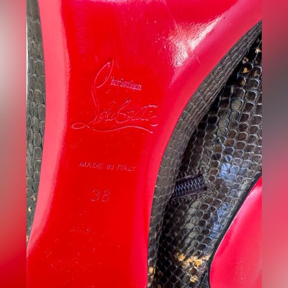 CHRISTIAN LOUBOUTIN So Kate Leather Snake Embossed Dark Brown Boots 85 EU 38 US8 - Picture 14 of 15